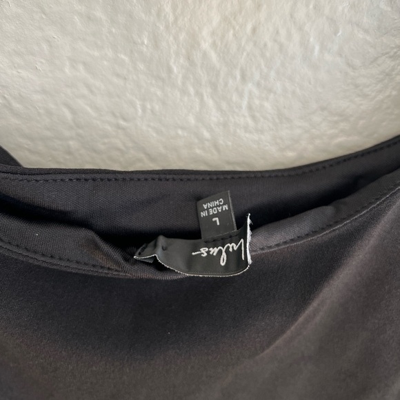 NWOT Steal a Glance Black One-Shoulder Asymmetrical Midi Dress - Picture 6 of 8